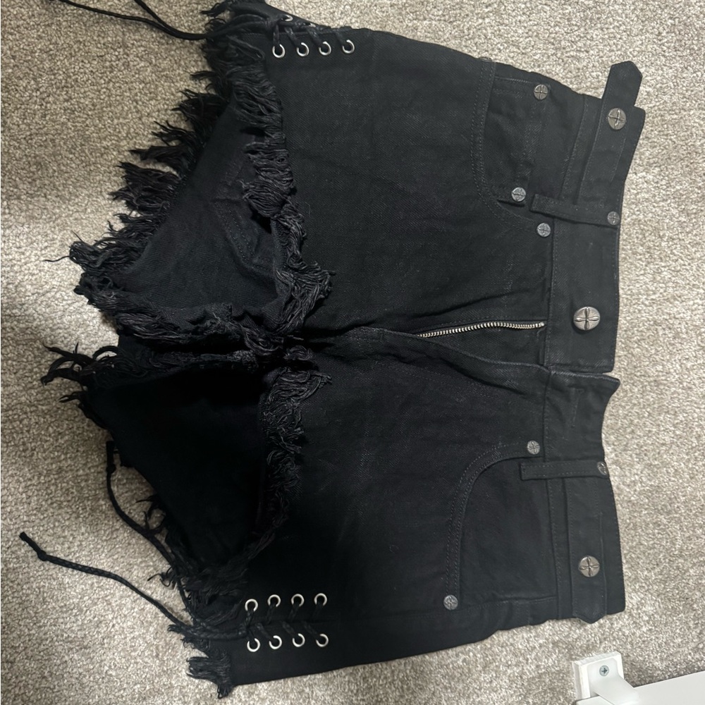 SMFK black denim shorts